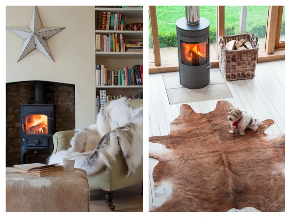 Clockwise from Left: Reindeer Throw / Rug: £135, *Cow Hide Floor Rug (various colourings) (approx. 3- 3 1/2 square m): from £245,