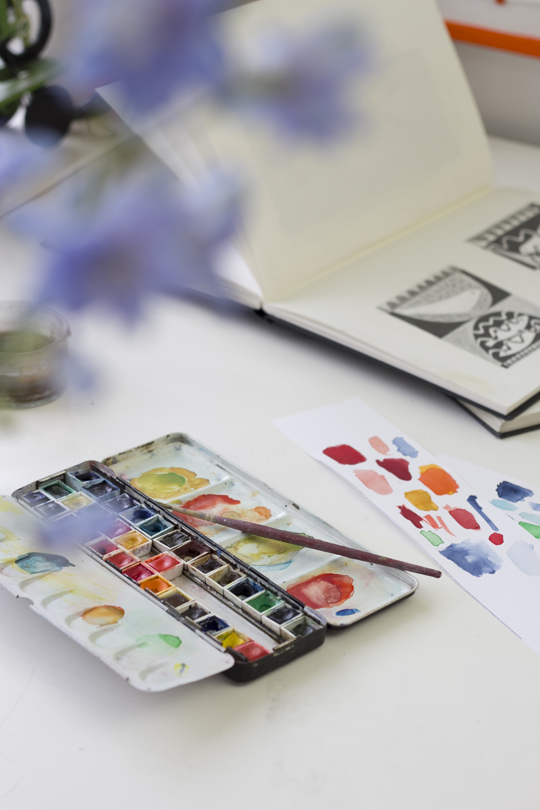 Sarah often uses watercolours as part of her design process.