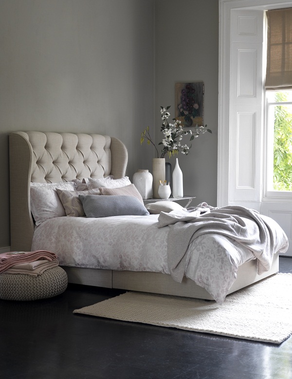 Camelia Double Divan in Linwood oatmeal luxury linen £1,185.