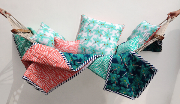 Safomasi Alleppey Collection, Coconut Palm Pickers quilts & cushions