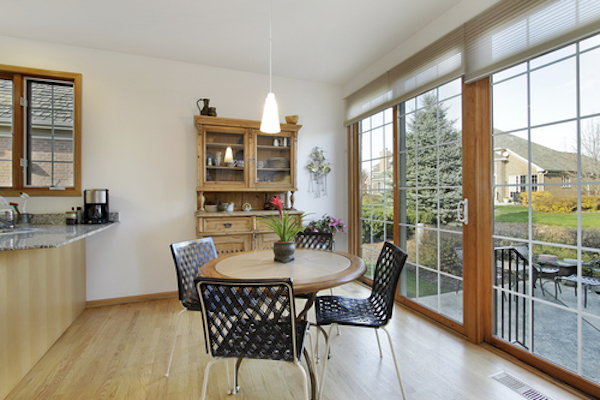 Eating area with doors to patio