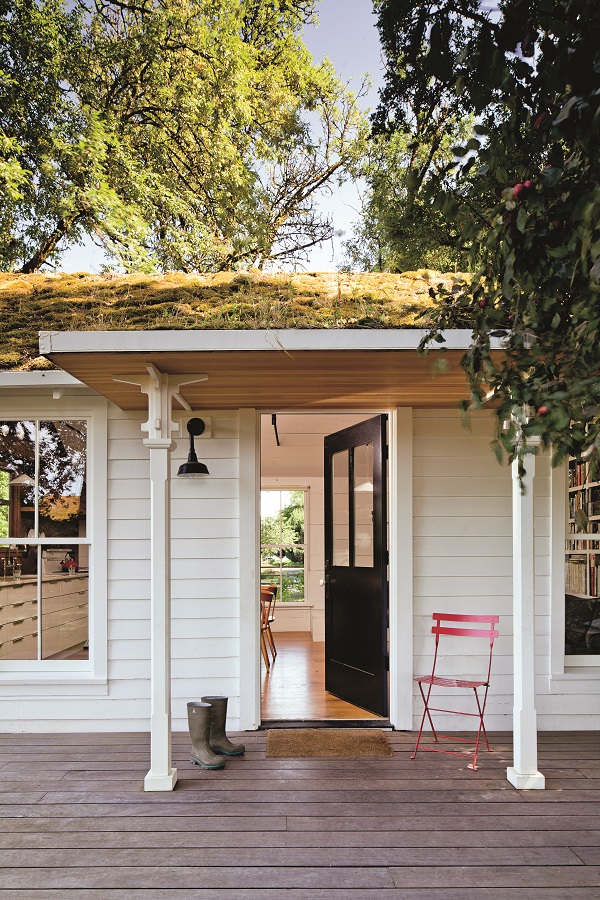 One addition to the 1940s Tiny House was a green roof, which was planted with moss and ferns gathered from the Columbia River gorge.
