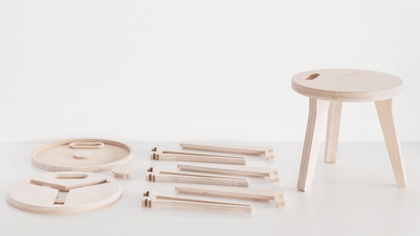 ‘Edie Stool’, birch plywood, designed by David and Joni Steiner for Open Desk, London, 2013. Photograph © Rory Gardi