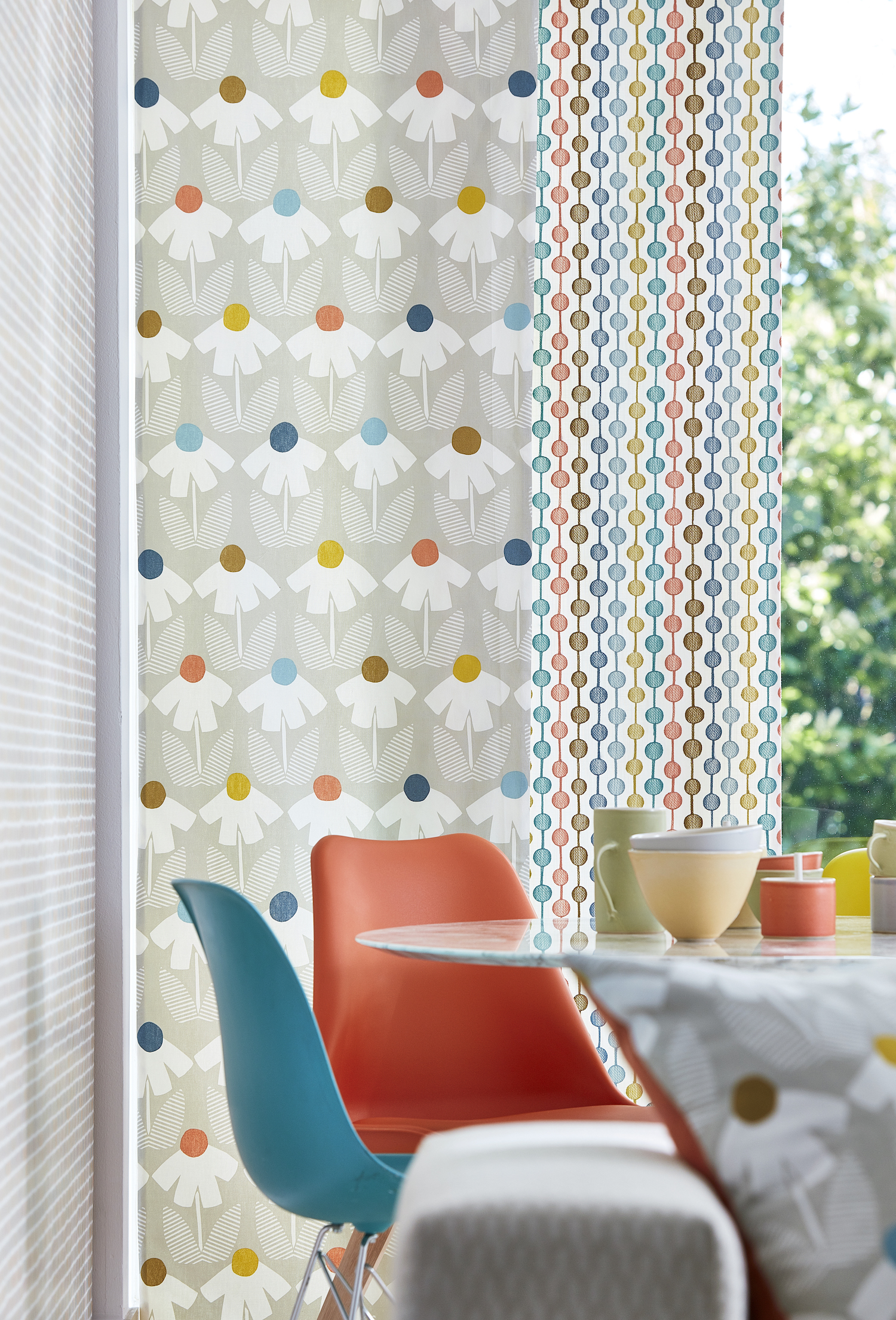 Fabric panel left to right: Eloisa, Paikka - £30/£35 / metre