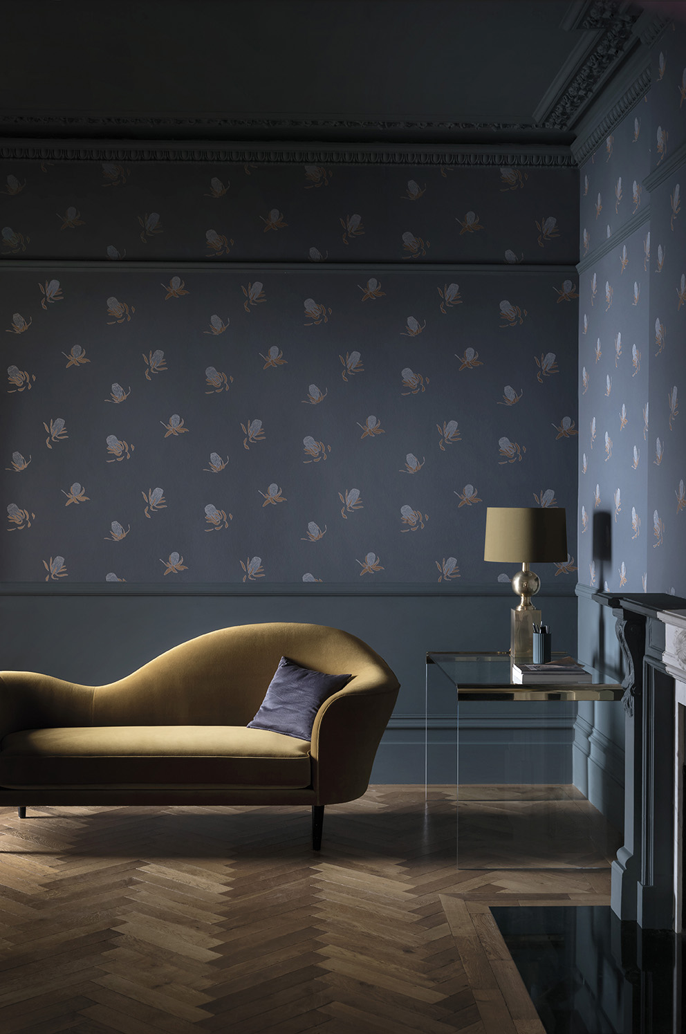 ‘Tresco’ in collaboration with Hugo Dalton by Paint & Paper Library; Wallpaper: Buds - Rufus; Paint: Squid Ink 698 in Pure Flat Emulsion & Architects’ Eggshell.