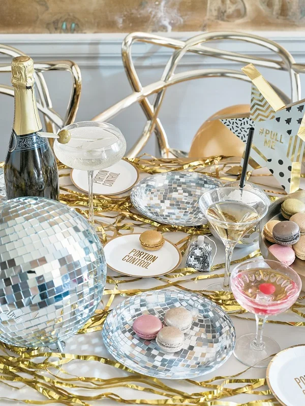 Glitterati Disco Ball And Canape Plates, Giant Disco Ball Decoration, Party Popper Lifestyle