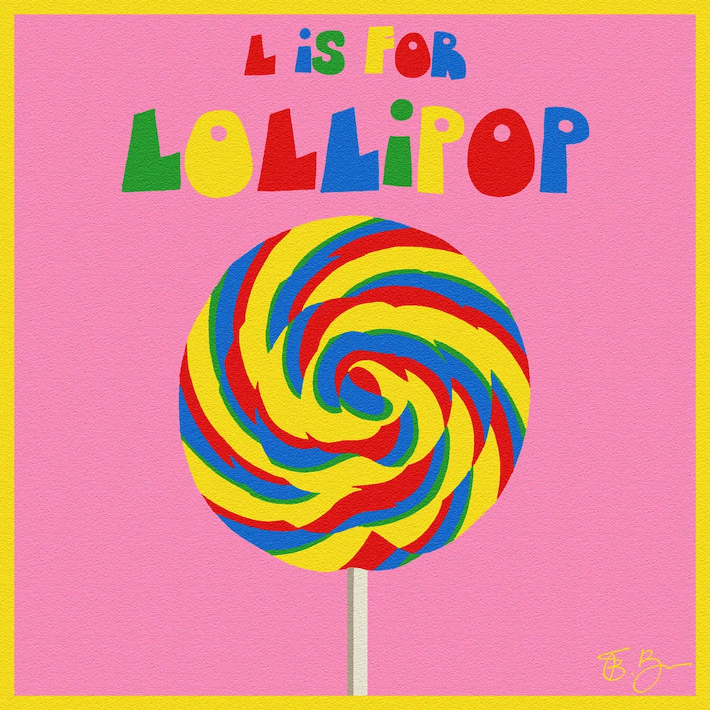 Sweet Tooth Illustration - Lollipop Framed Square 20x20cm Print - £25* Framed 30x40cm Print - £35