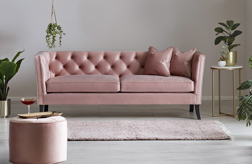  Harriet Sofa in Blush Pink 