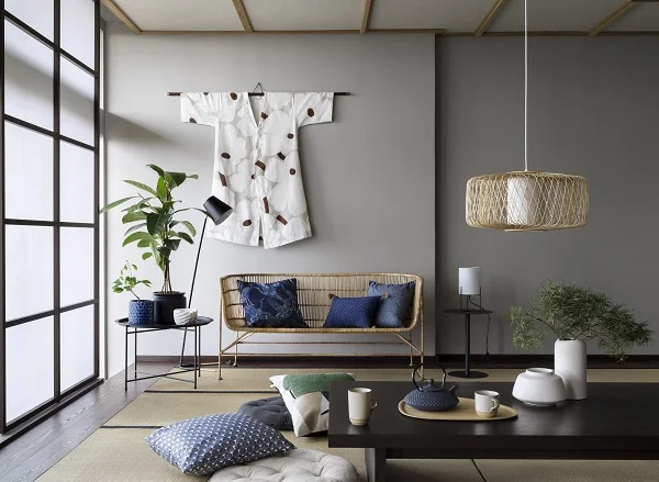 A kimono hung on the wall makes for an unusual and unique piece of artwork