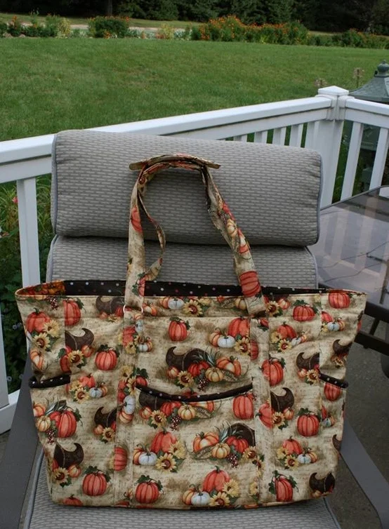 The polka dot print with the pumpkins is so perfect!