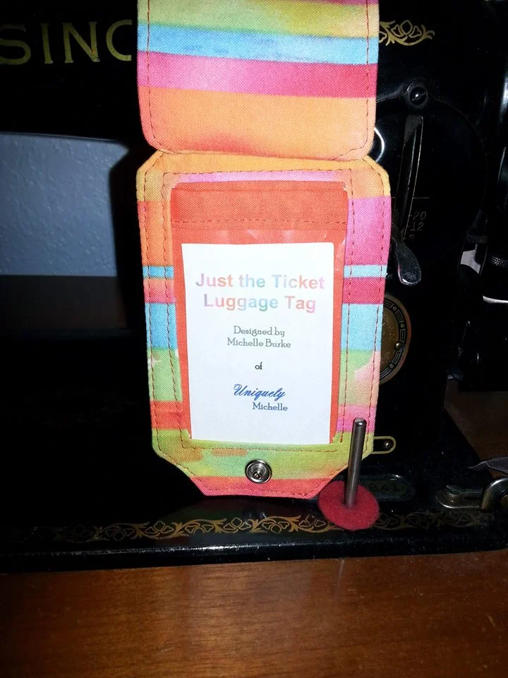 Paula was so sweet to make this custom card to go in the vinyl pocket of her Just the Ticket Luggage Tag. It is a perfect match with the fabric she used!