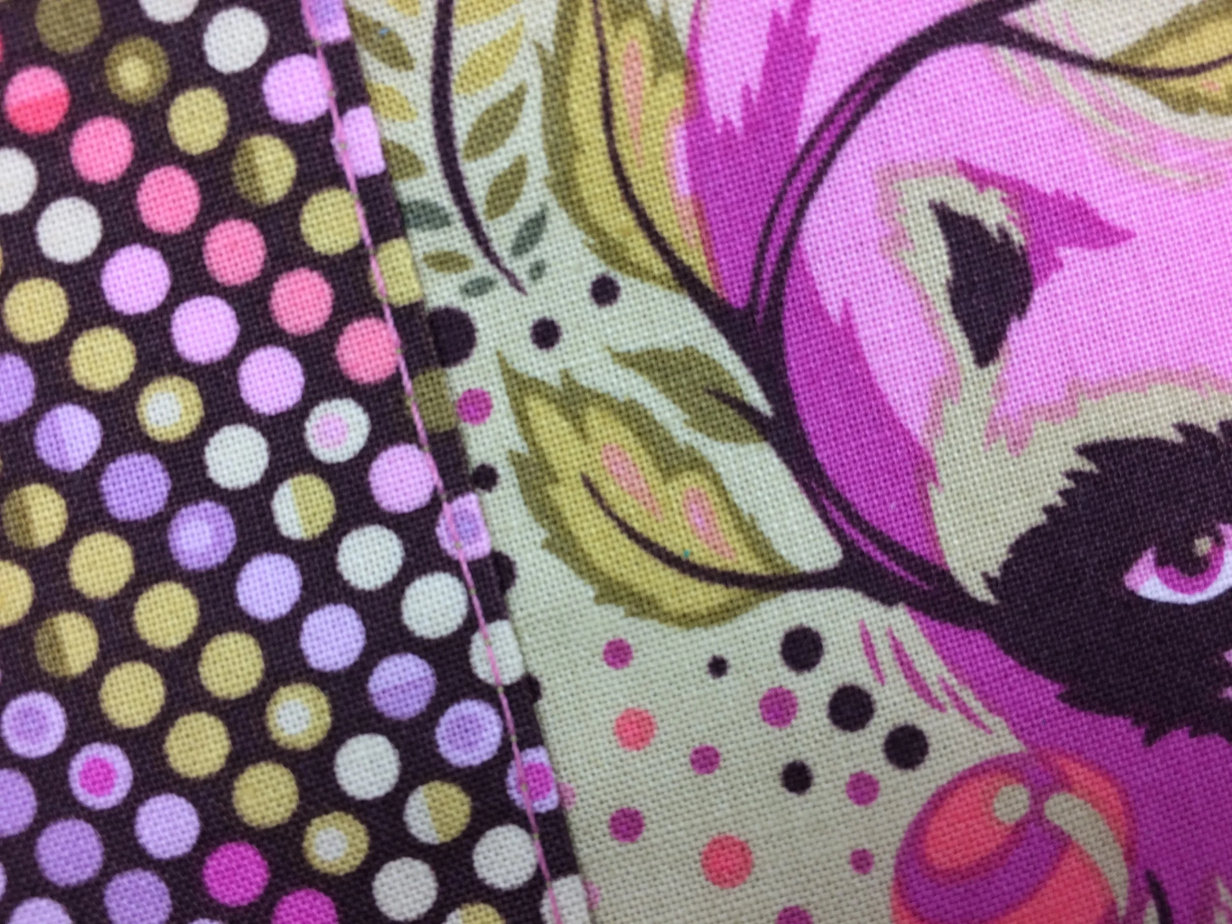 Here is a close-up of my pink top-stitching.