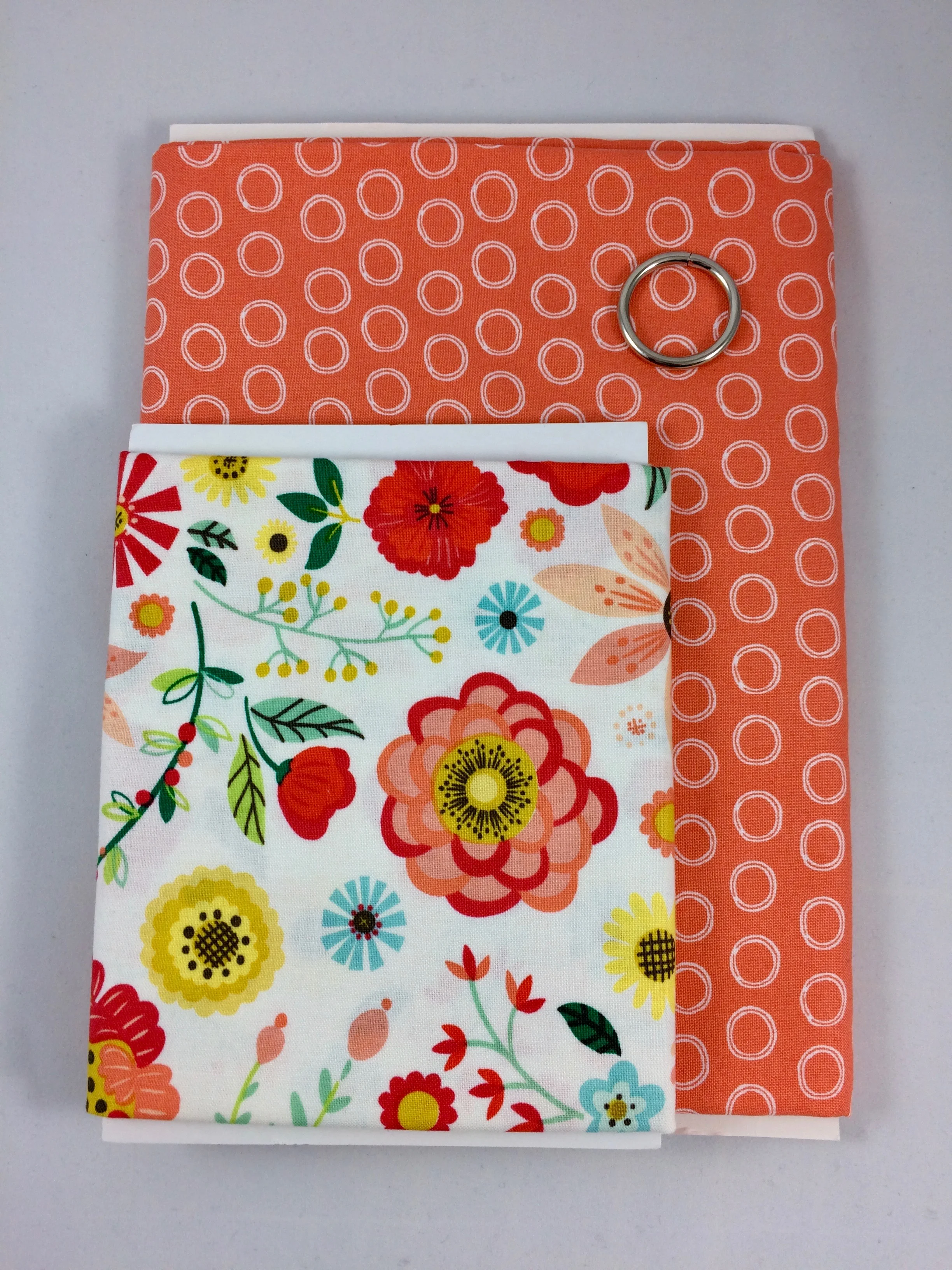 This shows you the difference between the larger, full-size comic book board "bolt" of fabric and the smaller, half-size comic book board "bolt" of fabric. The ring in the picture is 1" in diameter.