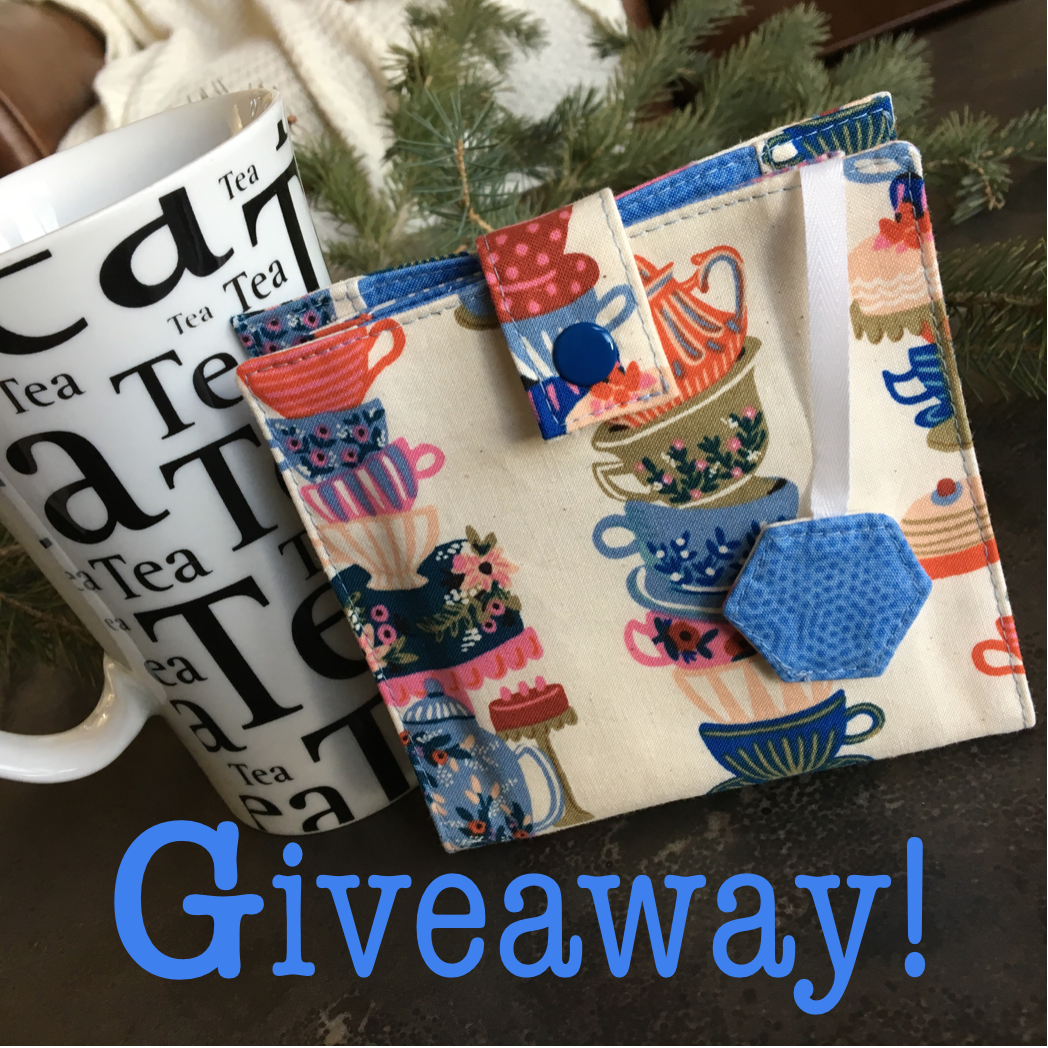 Make sure to comment on the posts that look like this if you want to be entered in the giveaway to win a Tea Time Tea Wallet pattern!