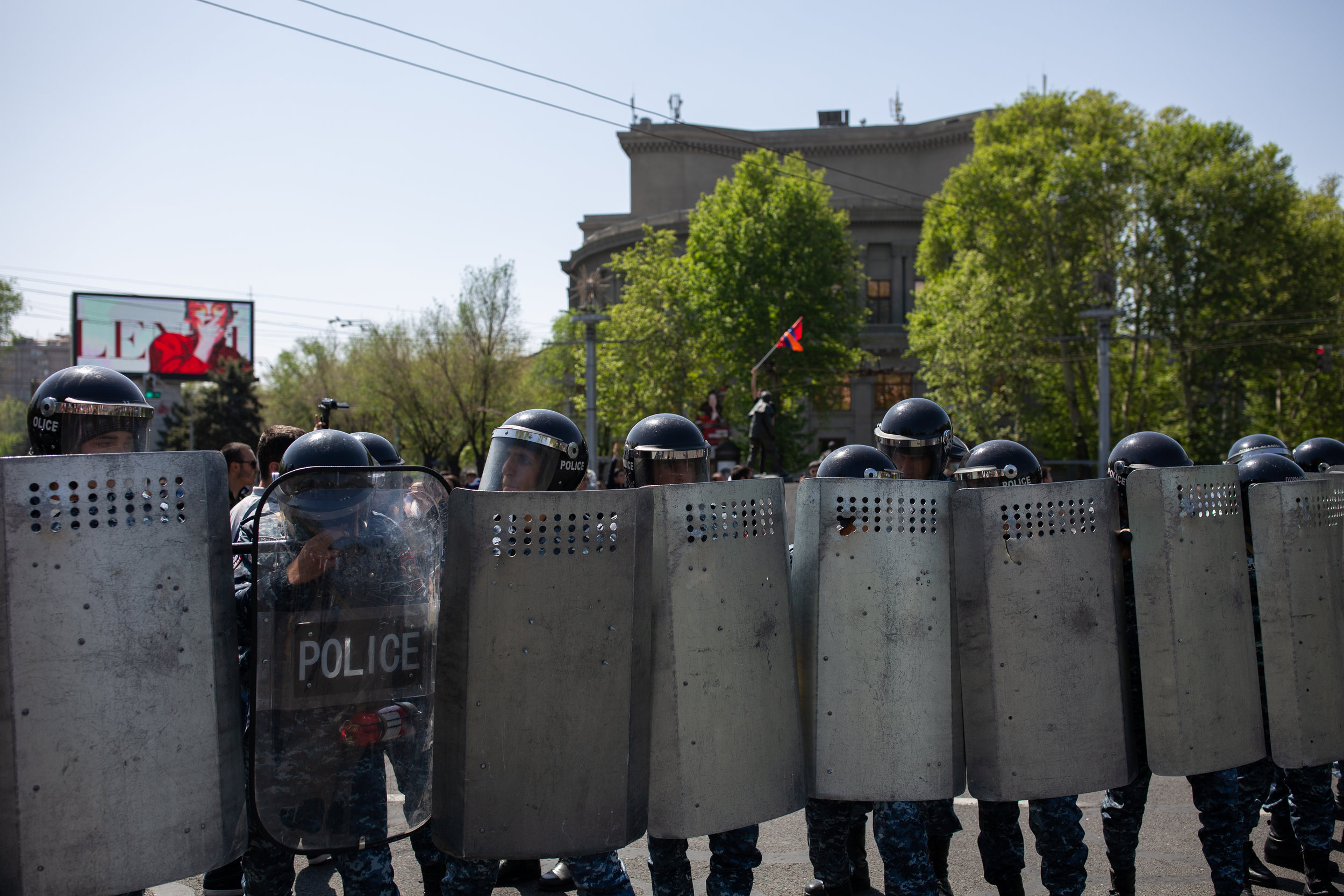 Armenian Police blocking France Square 