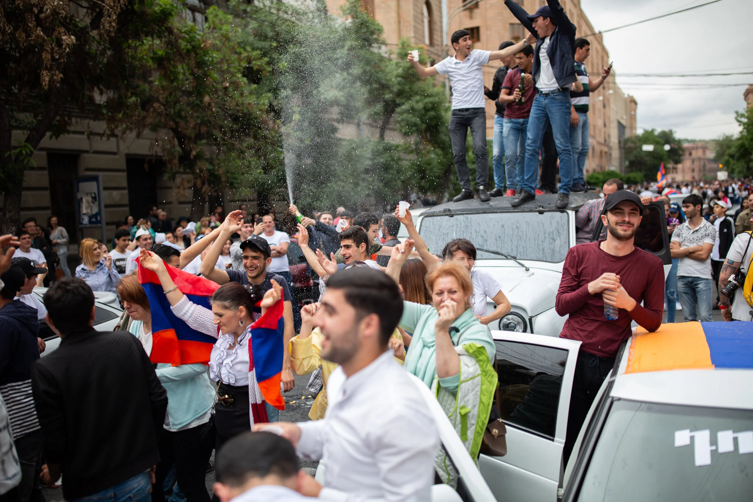 Popping Bottles of Champagne on Amiryan Street