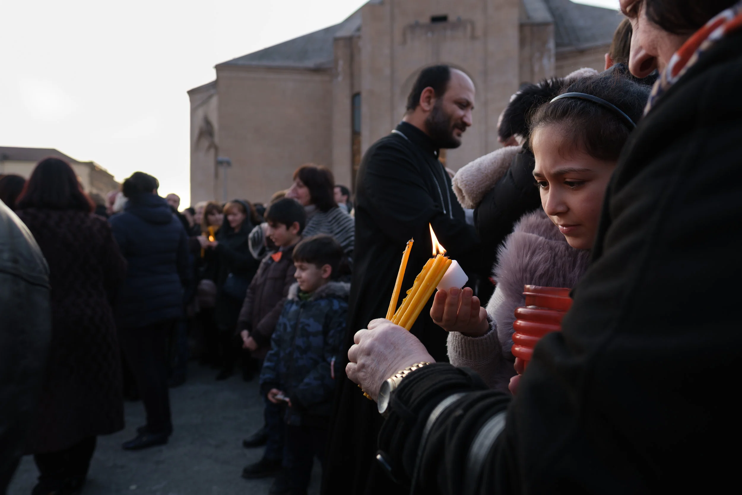 Lighting a holy candle