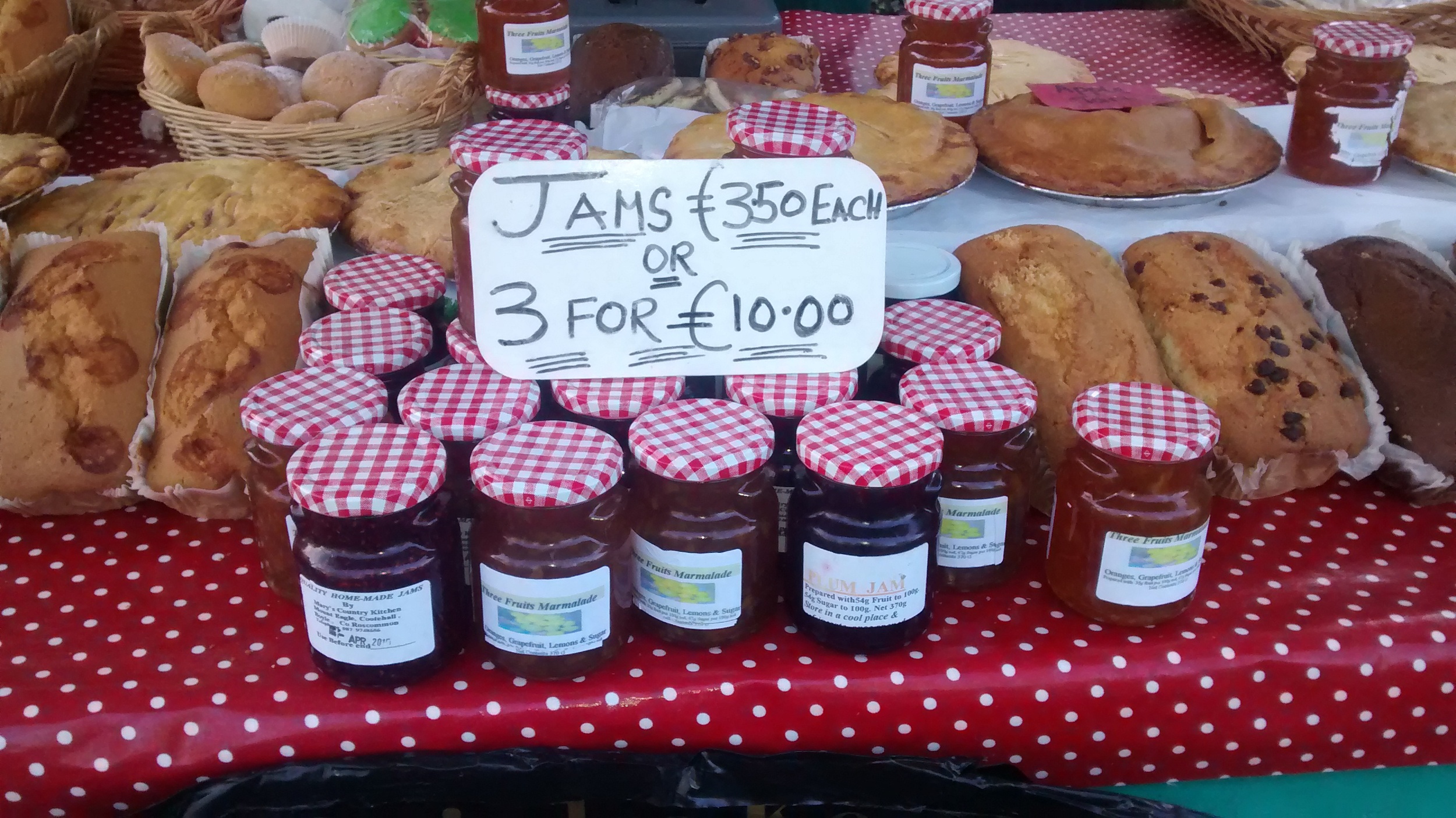 Selection of jams from the Irish Tea Company, Boyle Courtyard Market, County Roscommon.