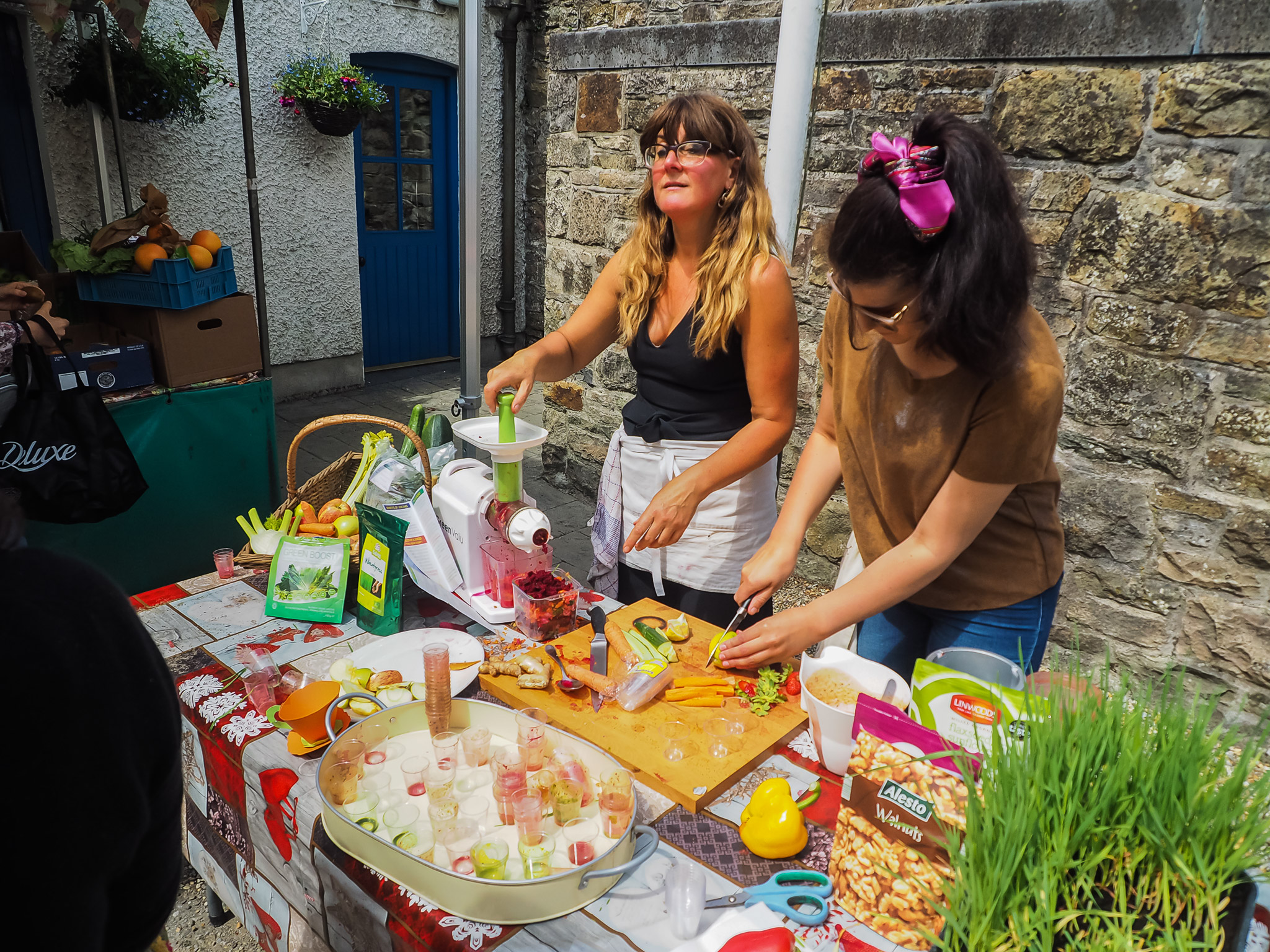 Good & Green Organics giving a demonstration on Juicing, Boyle Courtyard Market, County Roscommon.
