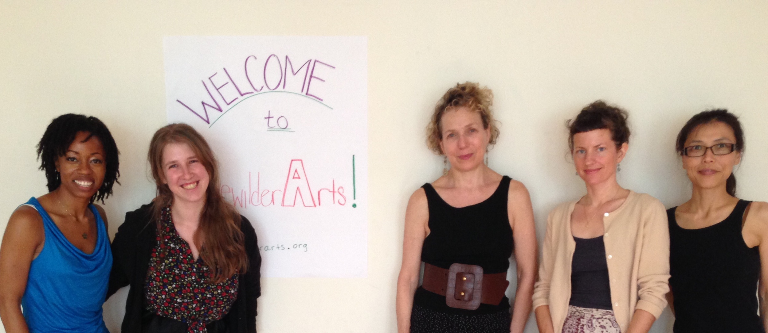 From left to right: "Devising Under the Clock" presenter chandra thomas , BewilderArts Director/Founder Joanna Gurin, and some of our first Bewilder Participants!