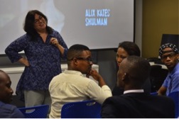 Mary with film students in Gabarone, Botswana