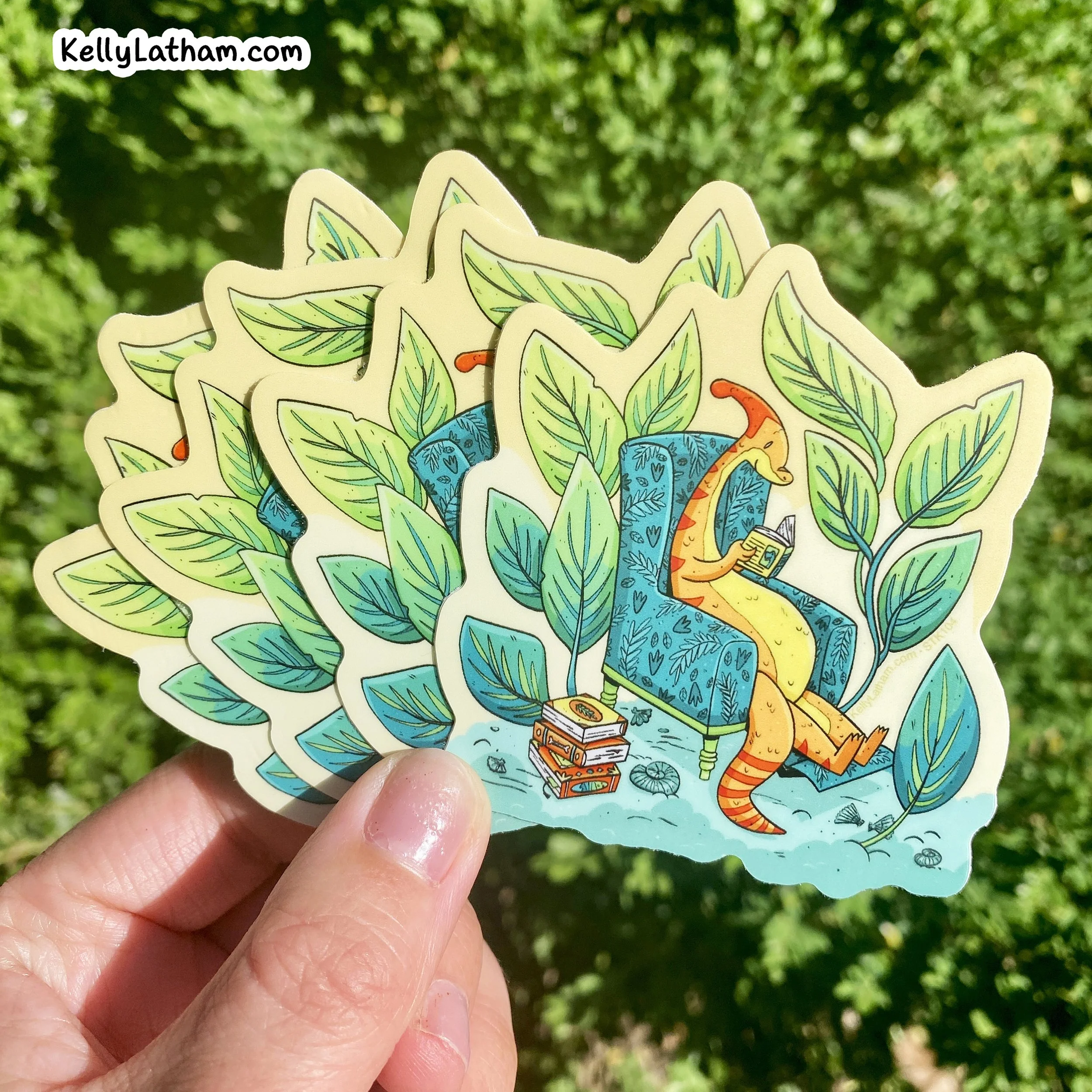 Reading Dinosaur Sticker - Bookish Dino Cozy Reading Vinyl Sticker