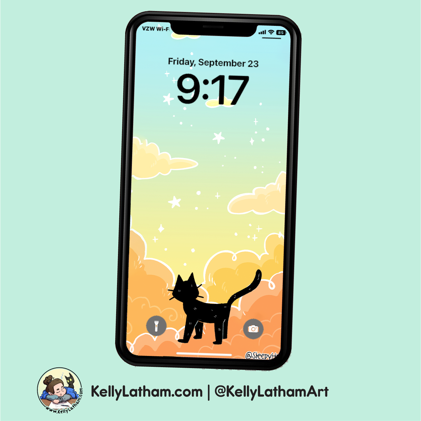 Dreamy Black Cat Sky Mobile Wallpaper Free Phone Background