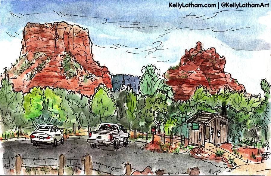 Courthouse Butte & Belle Rock from Bell Rock Trailhead North Parking Lot