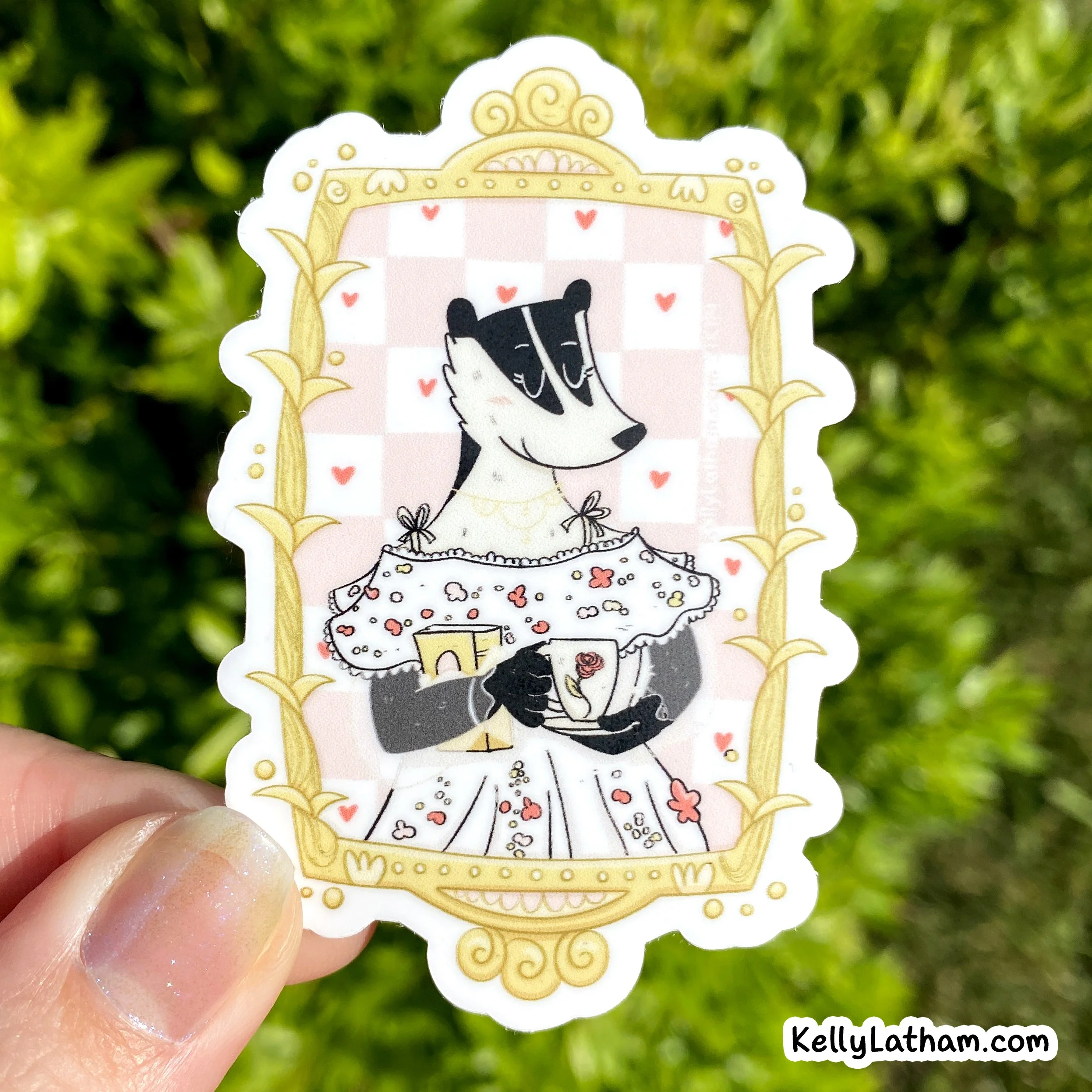 Fancy Badger Sticker | Cute Badger Sticker | Tea Lover Gift | Cottagecore Sticker | Laptop Sticker