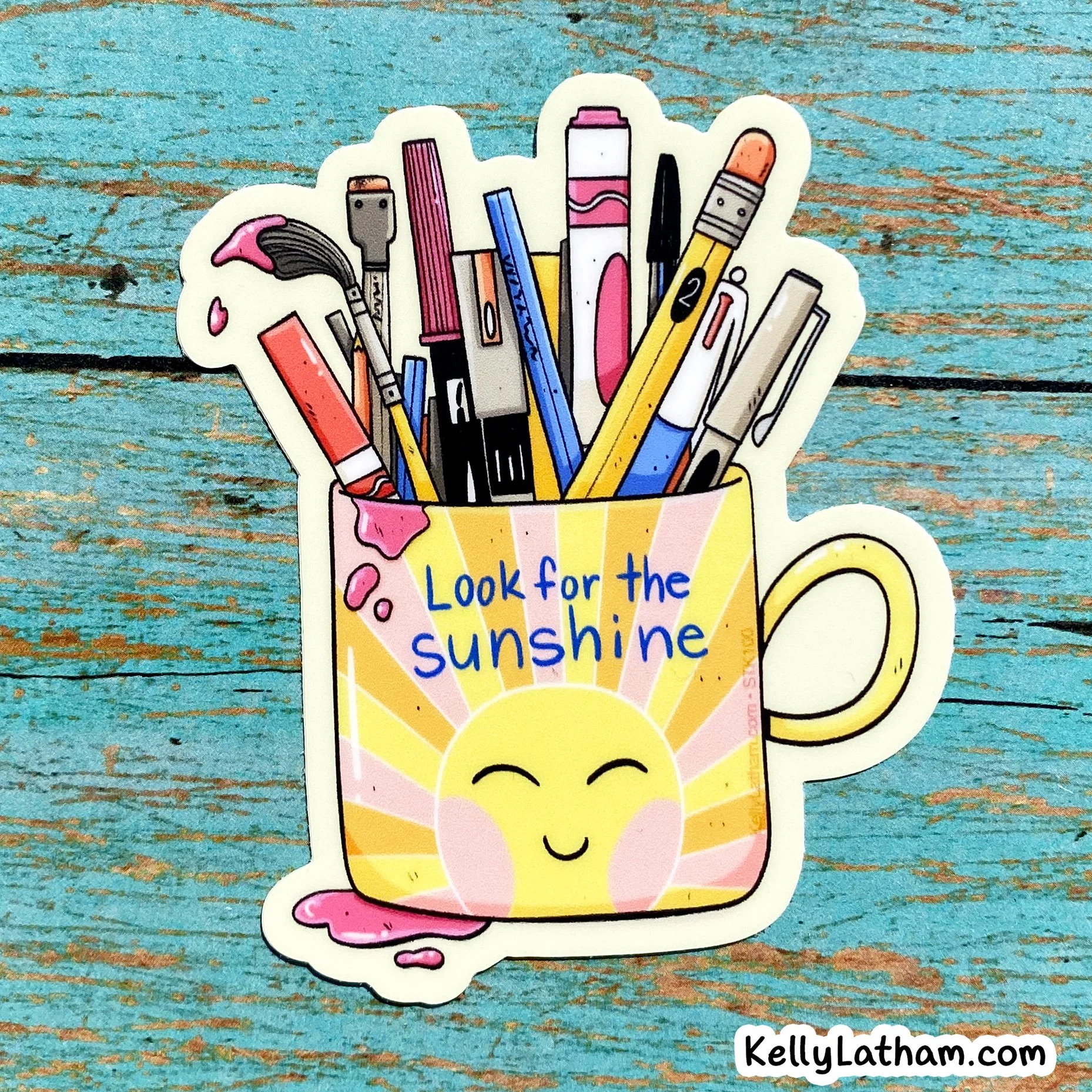 Look for the Sunshine Sticker – Cute Art Supplies Mug, Happy Vinyl Decal