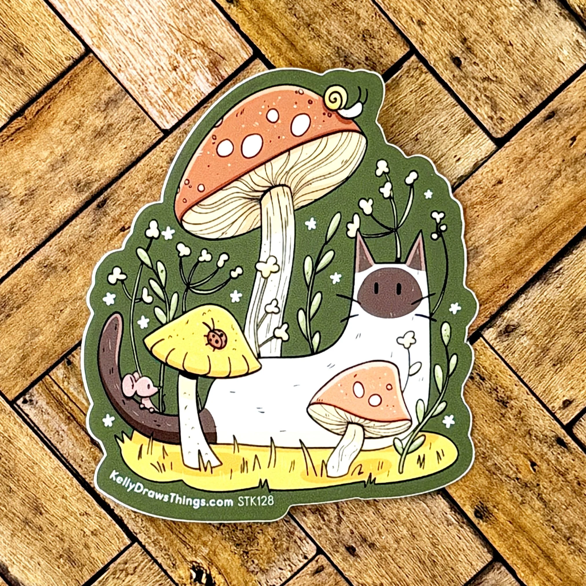 Siamese Cat Mushroom Sticker | Ragdoll Cat Sticker | Colorpoint Cat Art | Cute Cottagecore Cat Sticker