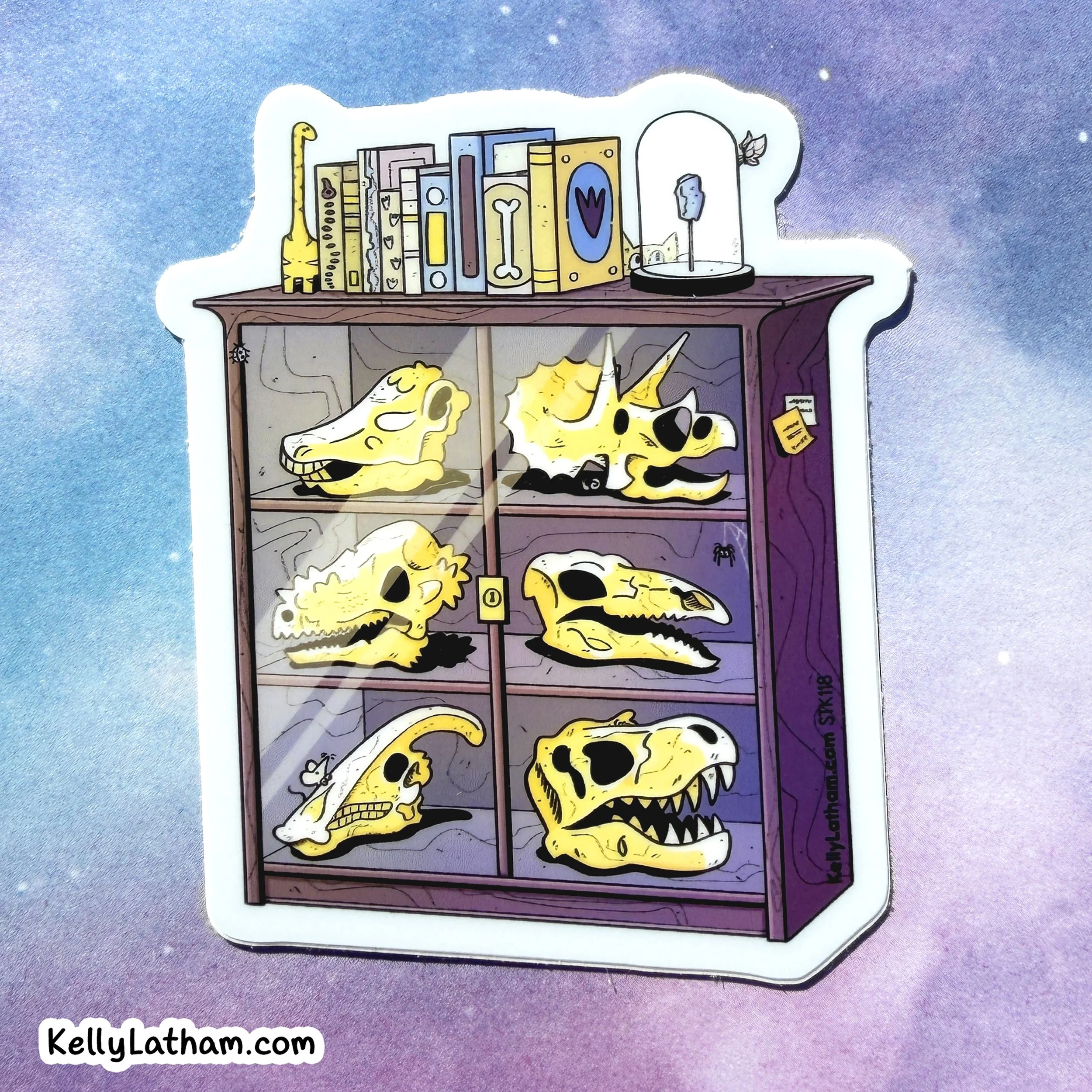 Dinosaur Skull Cabinet Sticker - Fossil Display Bookish Dino Vinyl Sticker