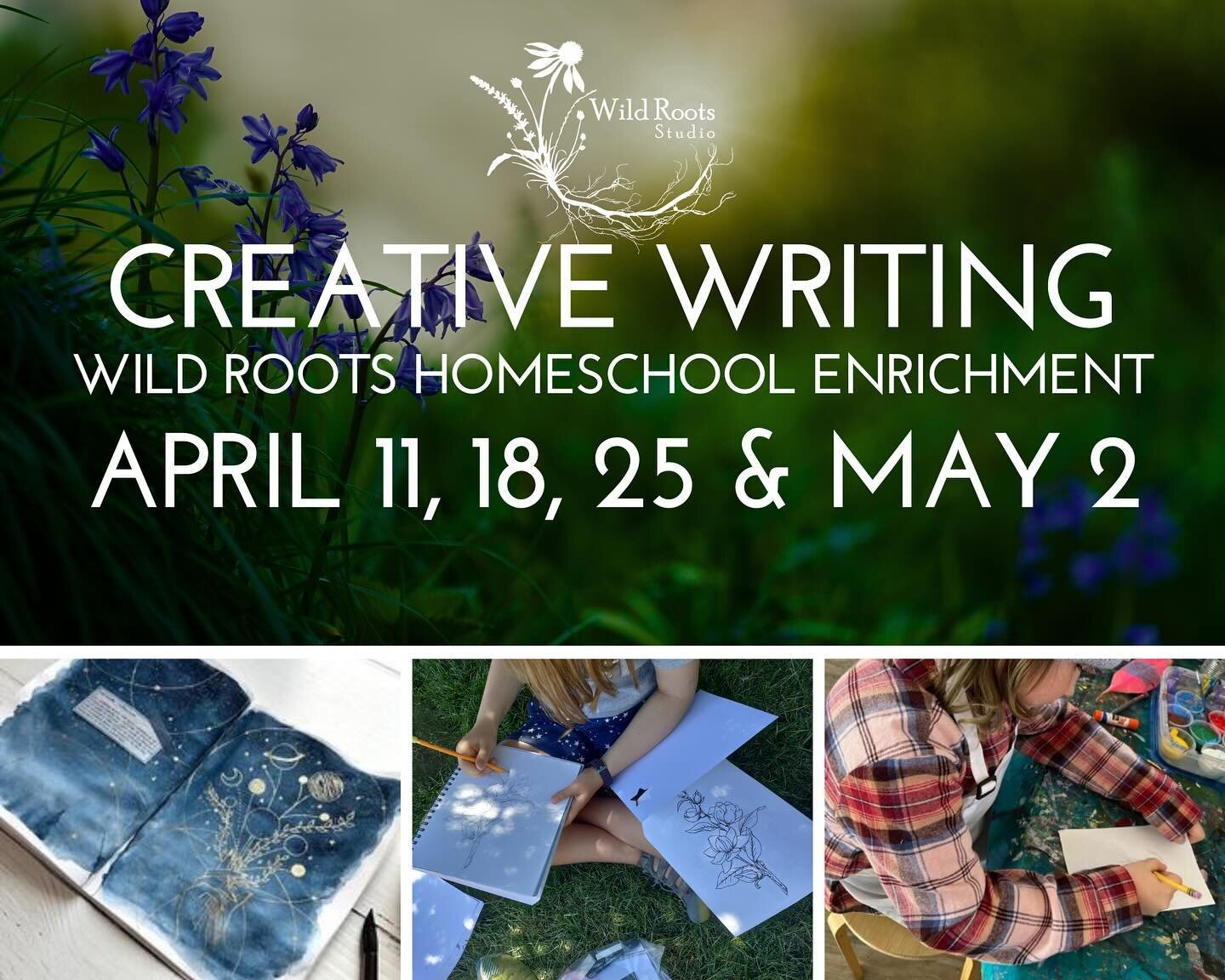 HEY HOMESCHOOL FAMILIES! 

We are so excited to offer our next home school session. This one is a super special Creative Writing workshop series!!!

CREATIVE WRITING FOR HOMESCHOOLERS - April 11, 18, 25 &amp; May 2

Unleash the power of words and ima