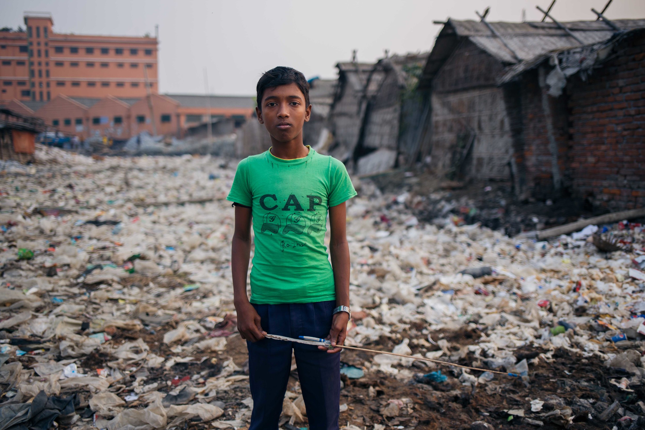  Hassan Ali, aged 11, also collects leftovers from the carcasses of animals used for leather hides. He wants to work in the industry as his family has done for the past few generations and says the move to Savar will be difficult for him as he might 