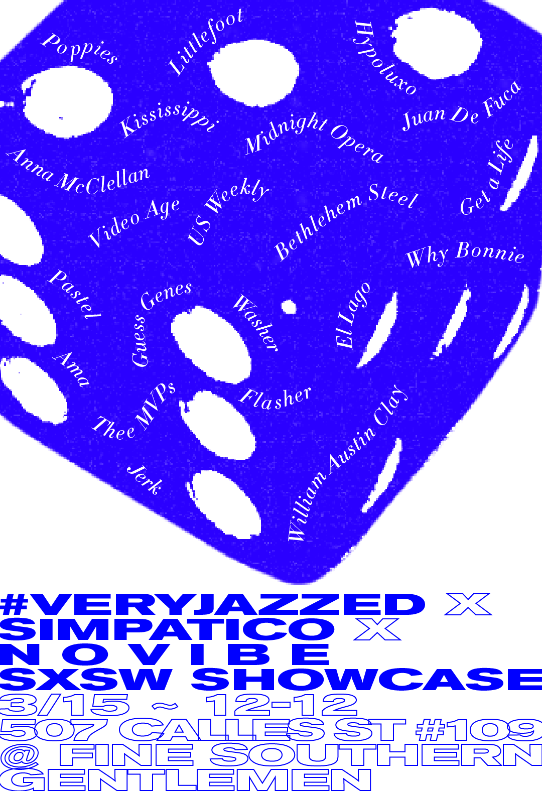 Flyer for Very Jazzed SXSW Showcase