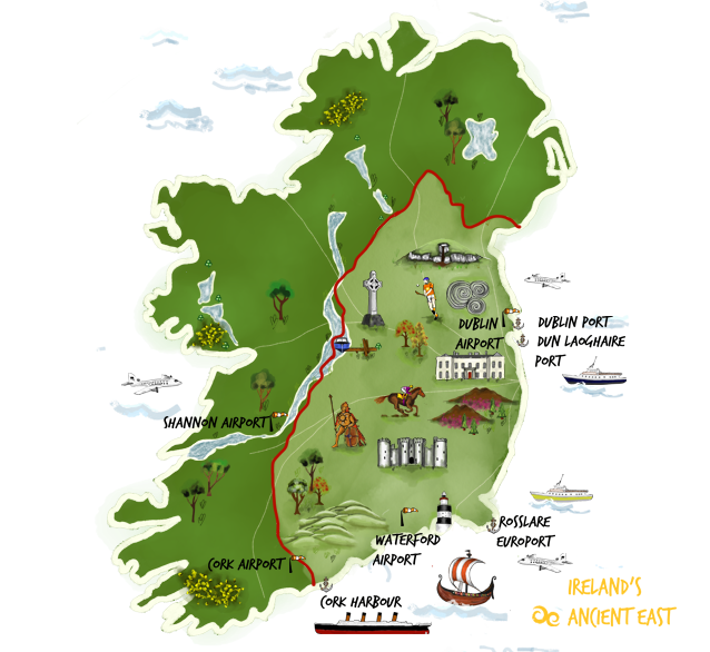 Map and gallery images courtesy of Fáilte Ireland and Ireland's Ancient East.