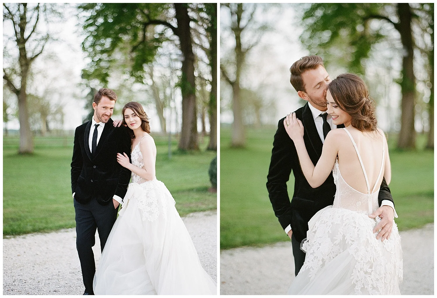 Bride and groom at Chateau de Varennes during the 2016 Workshop; Sylvie Gil Photography