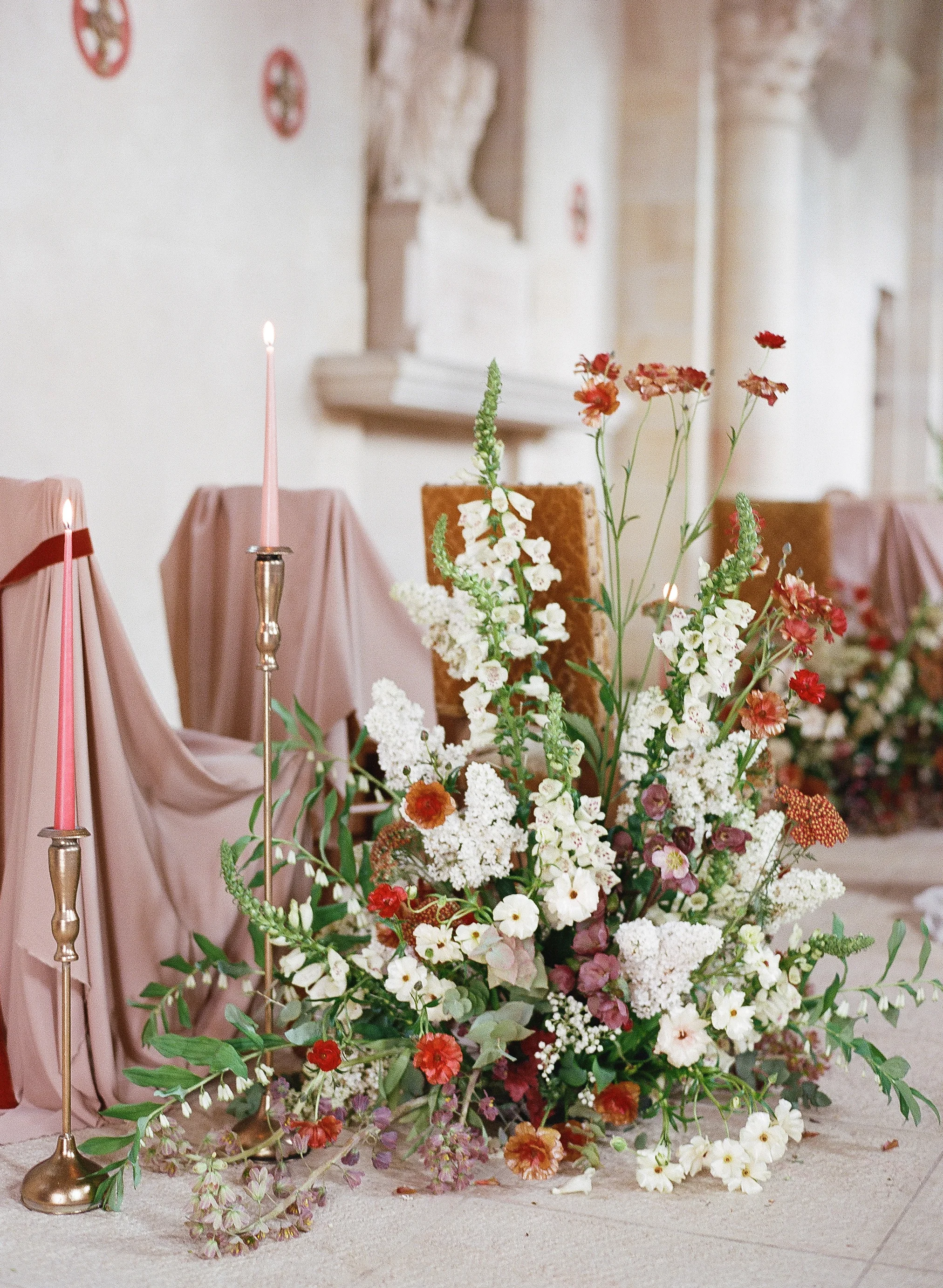 Sprawling rich florals by Moon Canyon Design at Chateau de Varennes; Sylvie Gil Photography