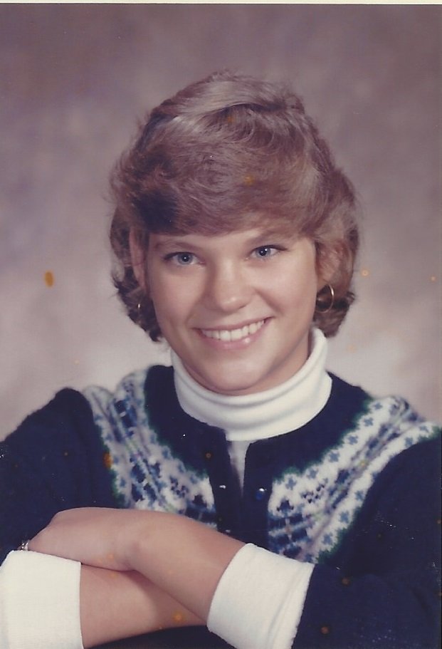 High School Graduation 1982 with very much brushed hair