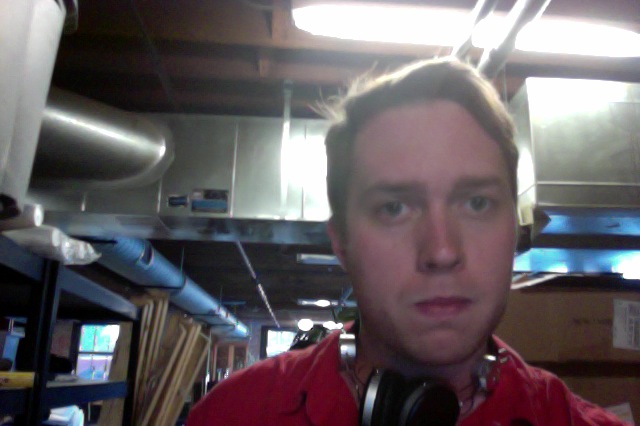 Author getting scared in the basement 