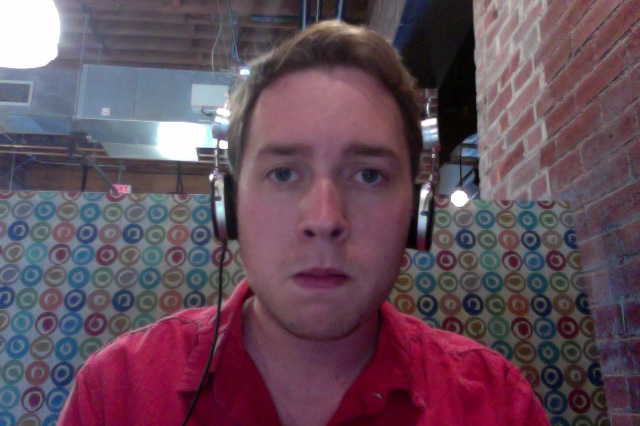 Author in kitchen booth without mozzarella sticks 