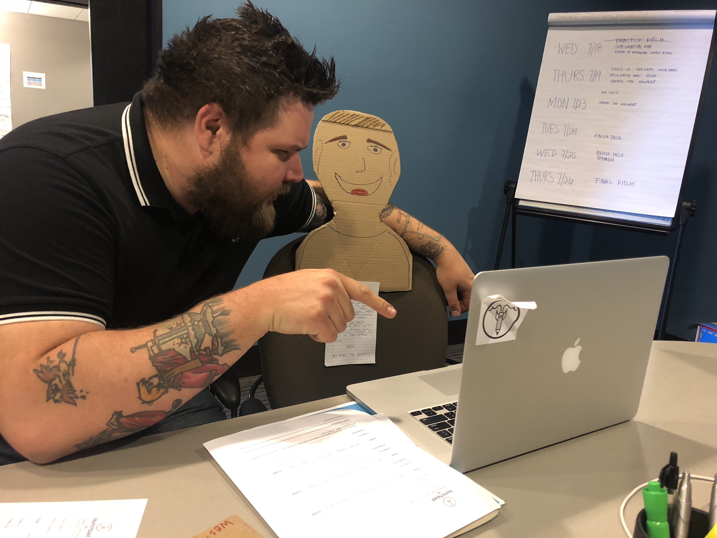 Unfortunately, Wes was out of town this week, but he left a lovely cardboard cutout to take his place. Although we've enjoyed our time with cardboard Wes, we can't wait to have real Wes back next week to make Planet X whole again!