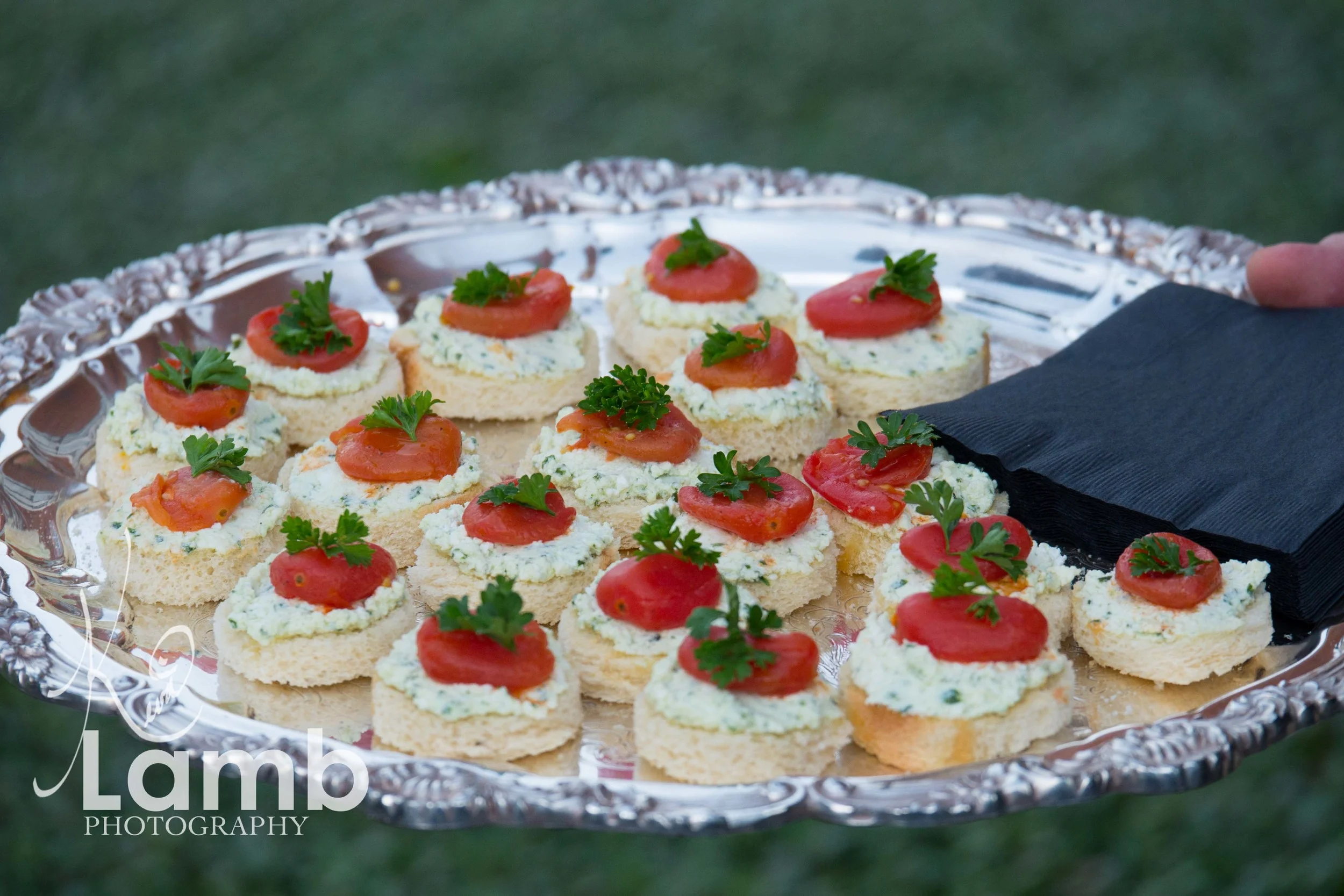 Herbed goat cheese and roasted tomato bruschetta
