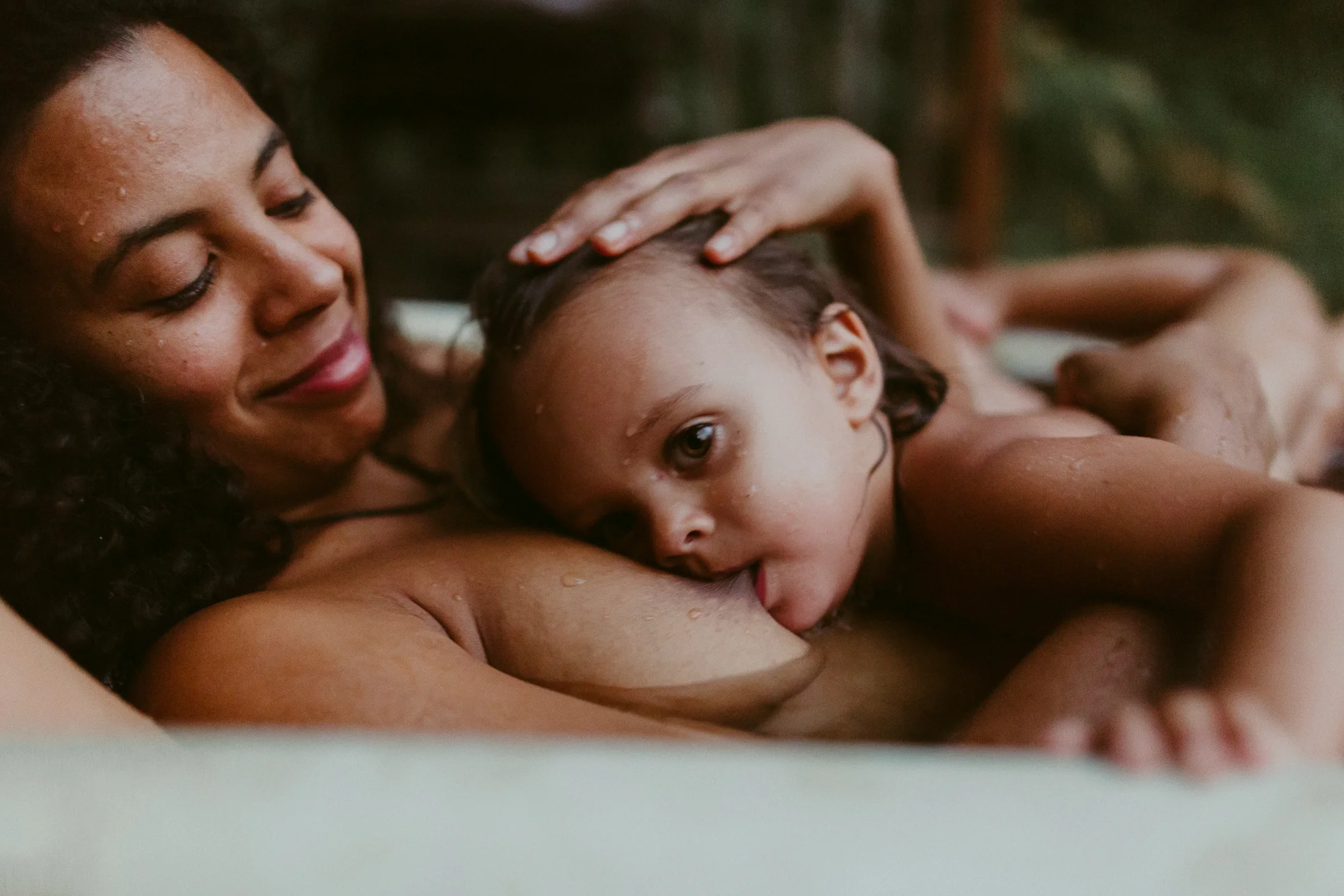 Breitenbush Hot Springs Family Session . A bath in the woods . Artistic Family Photography