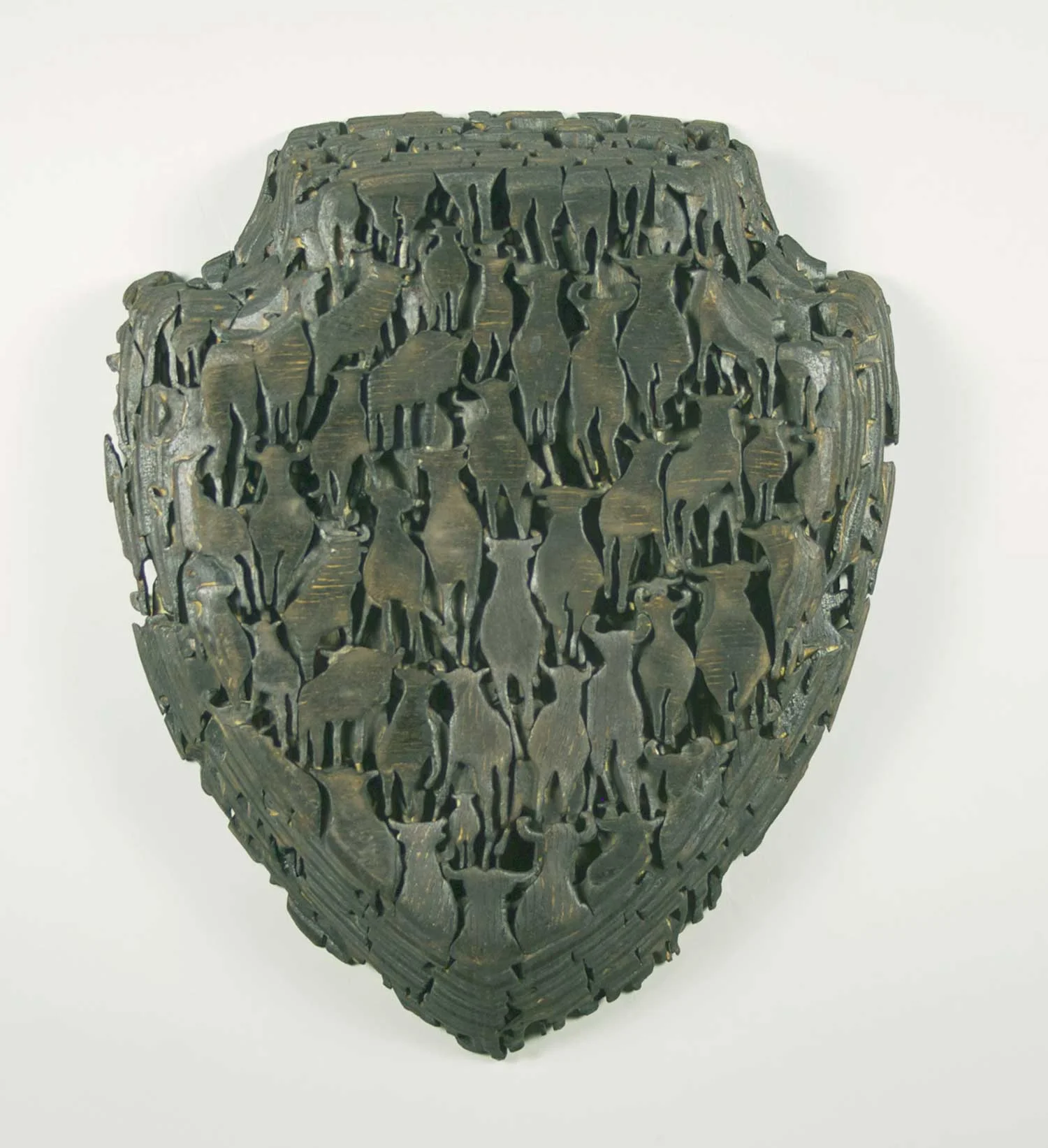 Herd , 2014, Charred wood, 10 x 8 x 1.5 inches
