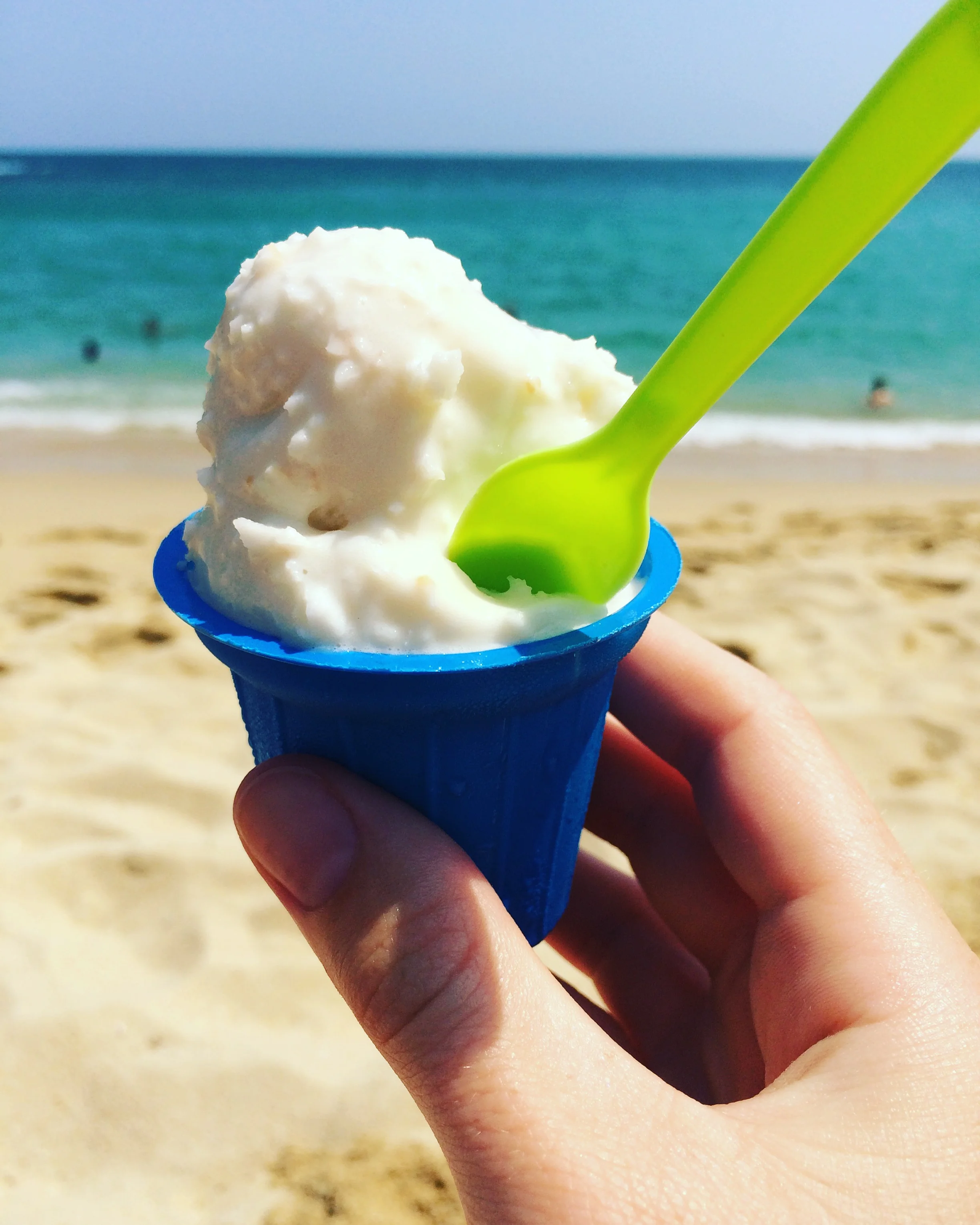 Beach treat: coconut ice cream with actual flakes of coconut!