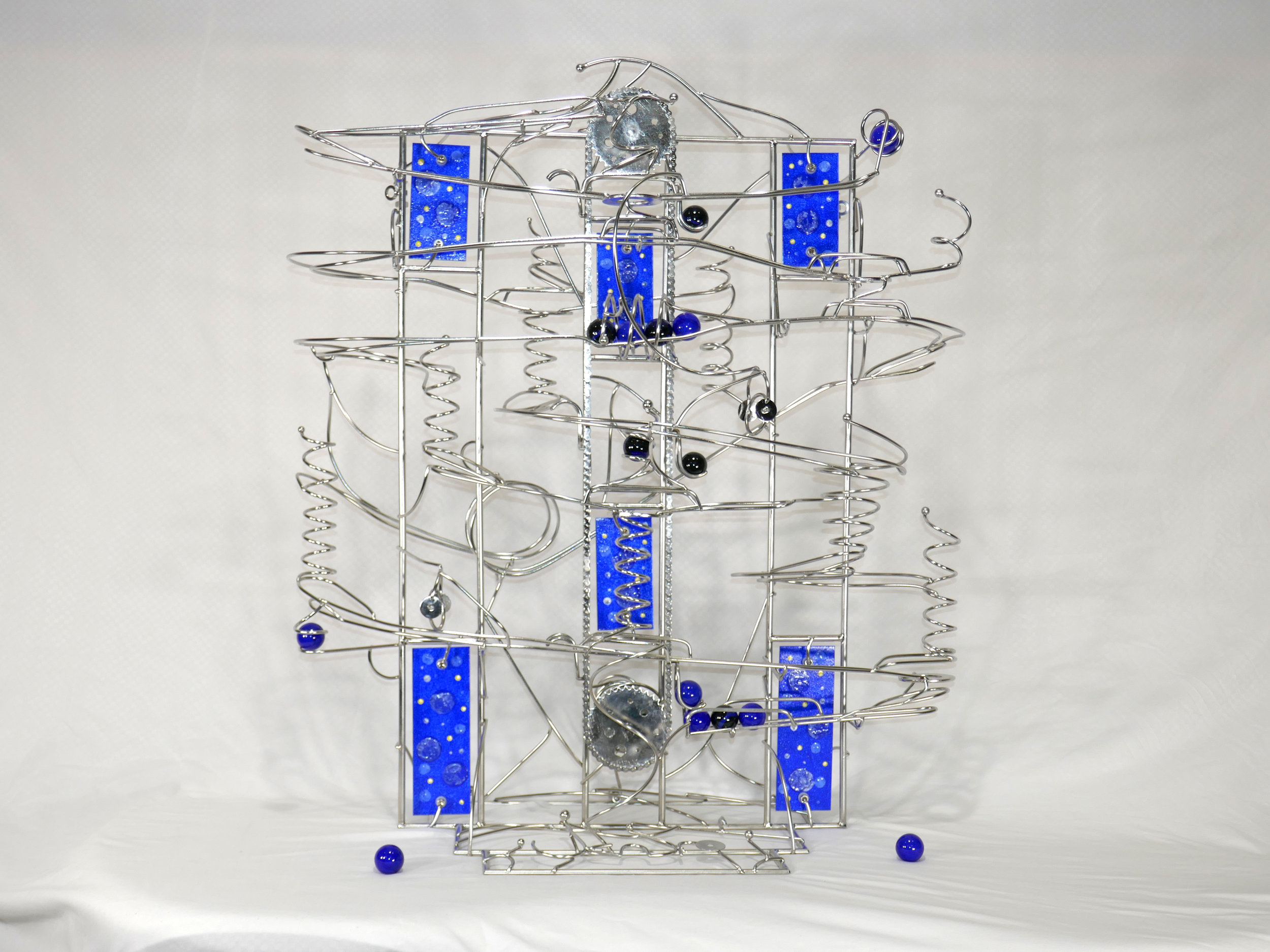 Rolling Ball Sculpture - kinetic art front view