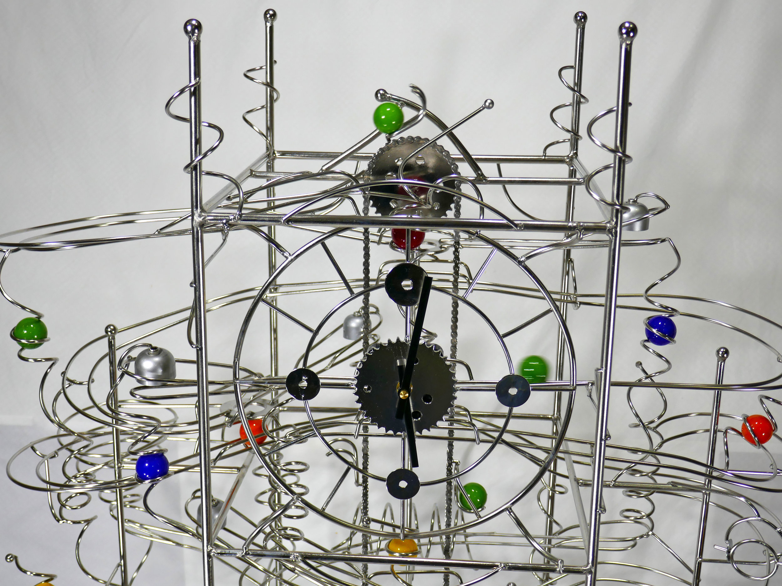 Rolling Ball marble run kinetic art by Stephen Jendro front view - Stephen Jendro