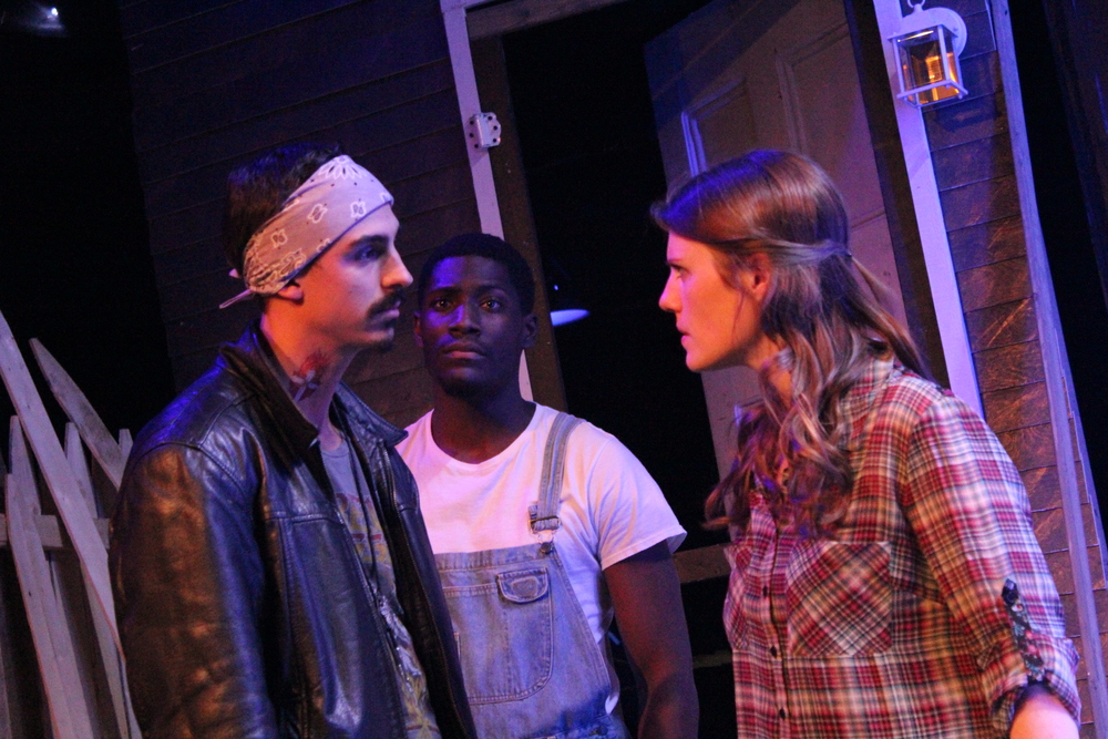 Michael Knowlton as Blake, Sheldon Brown as Adams, and Louise Hamill as Talia; Photo by Jeff Mosser