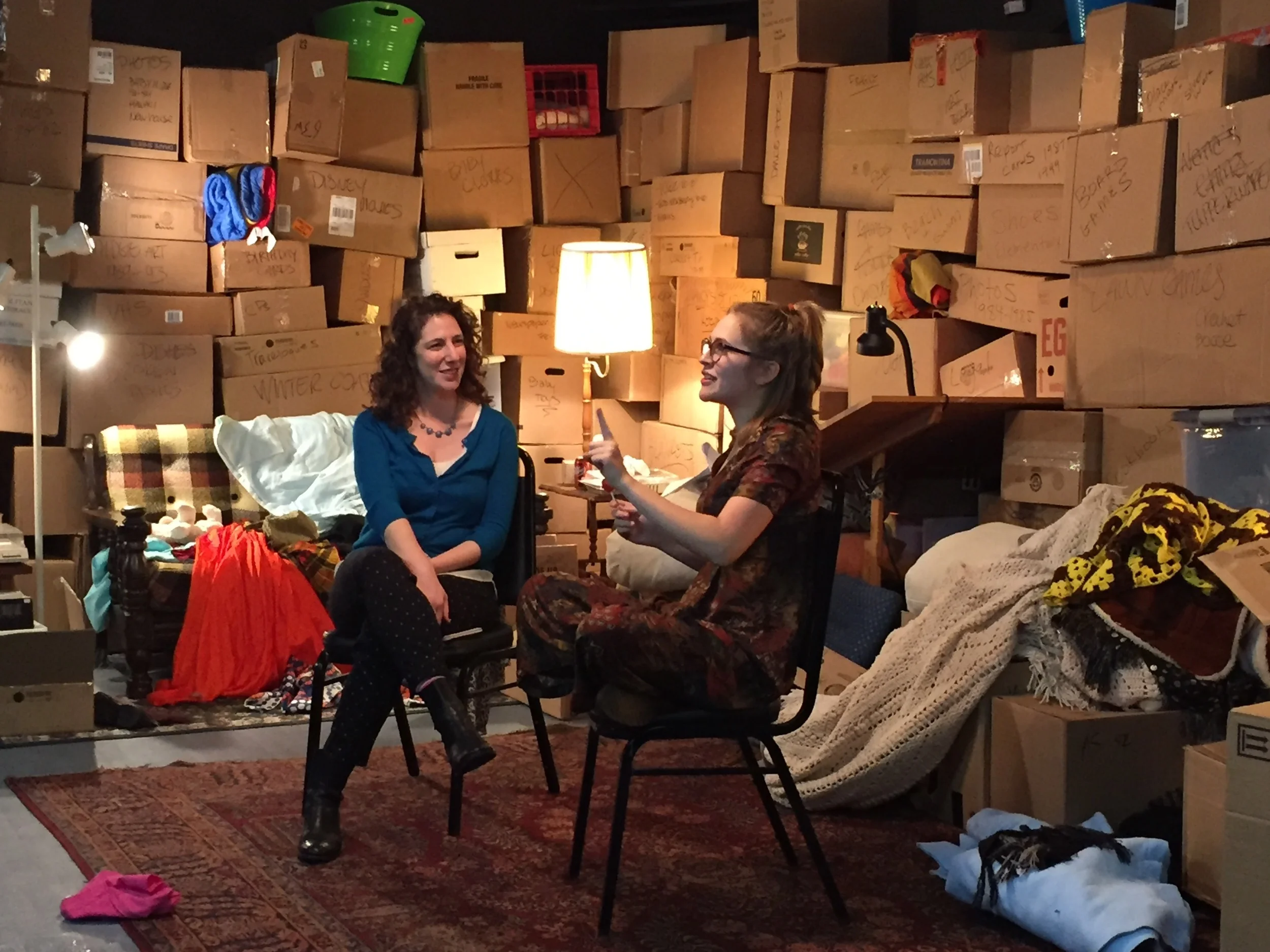 Dramaturg Dori Robinson and playwright Lizzie Milanovich chat with the audience after a performance of It's Not About My Mother , 2015